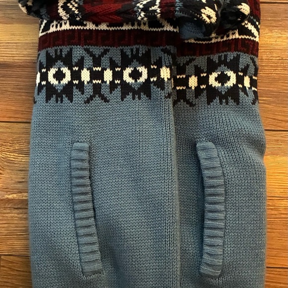 Vintage John Blair Nordic Fair Isle Zip Sweater Jacket Blue Red Geometric XLG - Picture 11 of 12